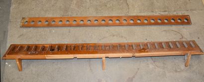 Wooden rack with two levels of shelves, with...