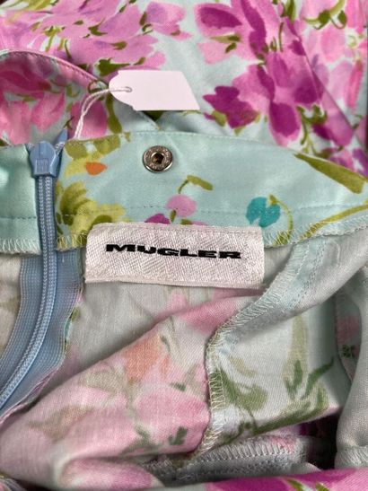 MUGLER

Robe courte en coton turquoise imprimé...