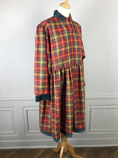 KENZO

Robe en étamine de laine écossais...