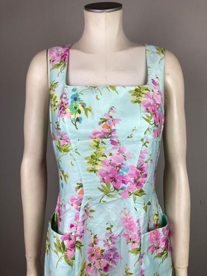 MUGLER

Robe courte en coton turquoise imprimé...
