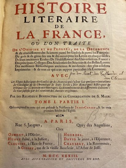 Histoire Littéraire de la France, Paris 1733,...
