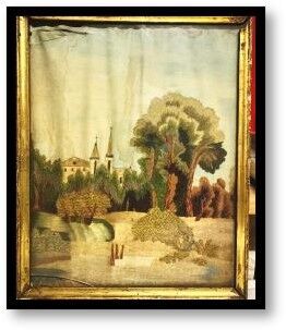 Broderie sur soie

Paysage avec église

XIXe...