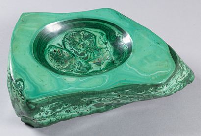 TRES BEAU CENDRIER EN MALACHITE MASSIVE CONGO...