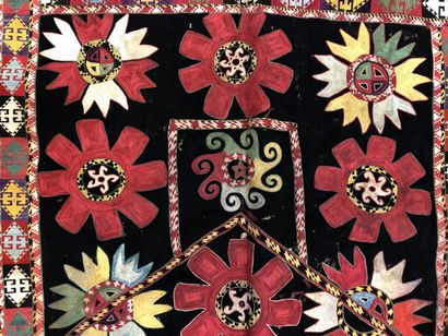 Small carpet in Suzani embroidery, Uzbekistan,...