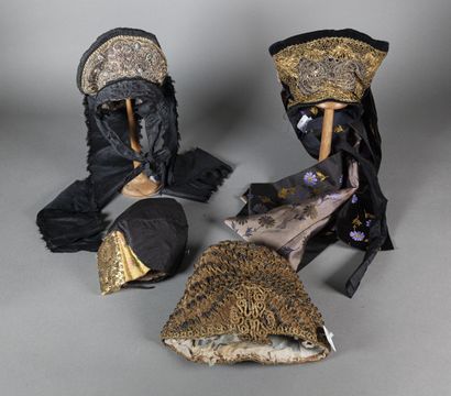 Meeting of four traditional headdresses,...