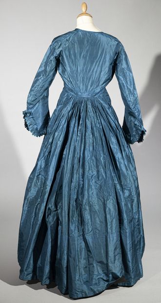 Day dress, circa 1860, dress in striped taffeta...