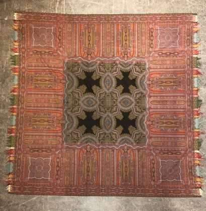 Square cashmere shawl, circa 1850, black...