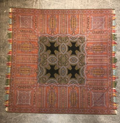 Square cashmere shawl, circa 1850, black...