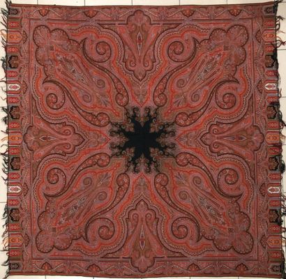 Square cashmere shawl, circa 1870, black...