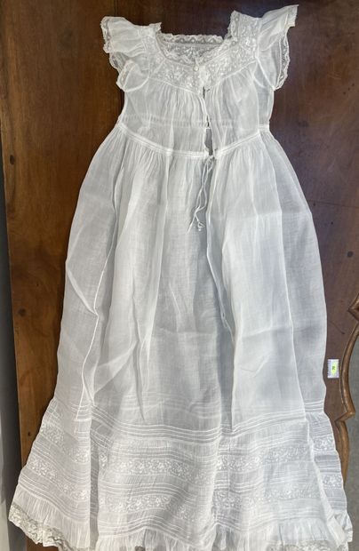 Christening dress, circa 1900, ruffled sleeves...