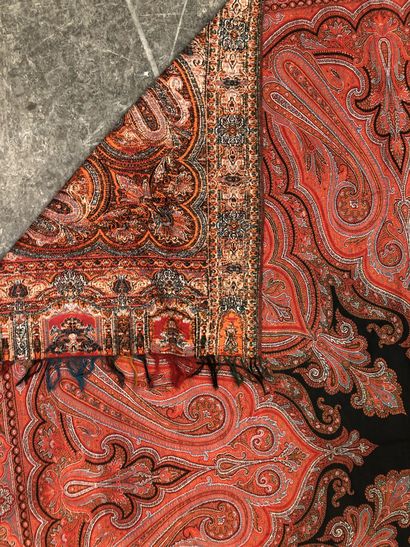 Square cashmere shawl, circa 1870, black...