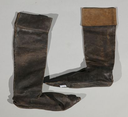 Pair of boots, 19th century, brown leather...