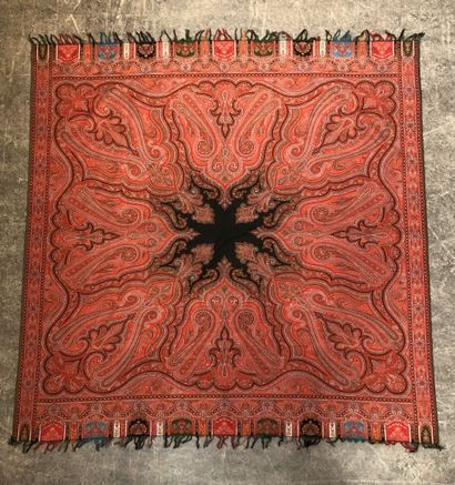 Square cashmere shawl, circa 1870, black...