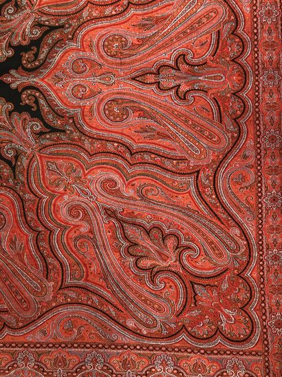 Square cashmere shawl, circa 1870, black...