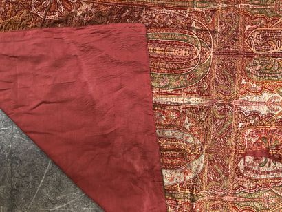 Long cashmere shawl around 1845, blue rectangular...