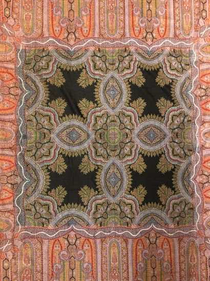Square cashmere shawl, circa 1850, black...