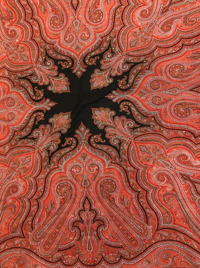 Square cashmere shawl, circa 1870, black...