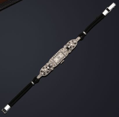 Montre bracelet de dame en platine (950 millièmes),...