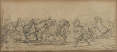 Rosa BONHEUR (1822-1899)
Le marché aux chevaux
Crayon...