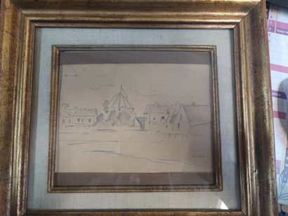 Luigi LOIR (1845-1916)
La cour du manoir
Crayon...