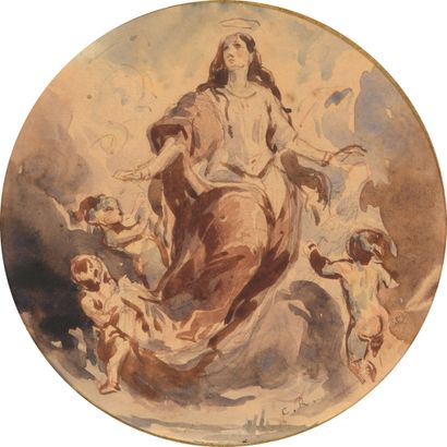 Camille ROQUEPLAN (1802-1855)
La sainte Vierge
Aquarelle,...