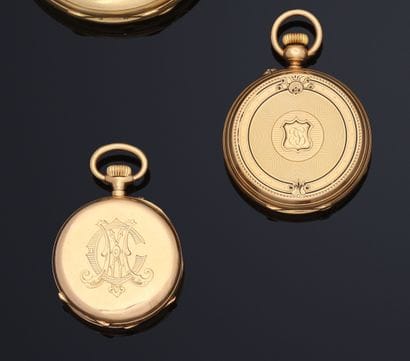 Deux montres de col en or jaune 18k (750...