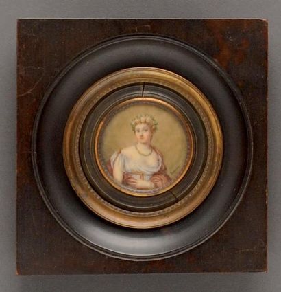 Miniature ronde sur ivoire Jeune femme en...
