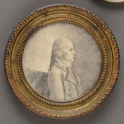 Miniature ronde sur papier Portrait d'homme...