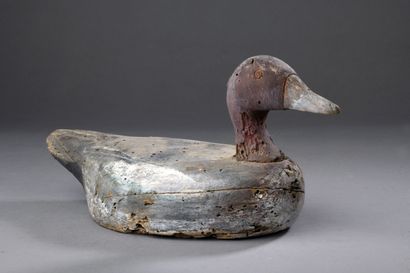 Canard en bois peint. 
XIXe siècle ? 
Accidents,...