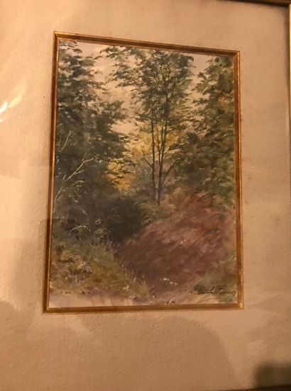Un lot de huit huiles sur toile et gravure,...