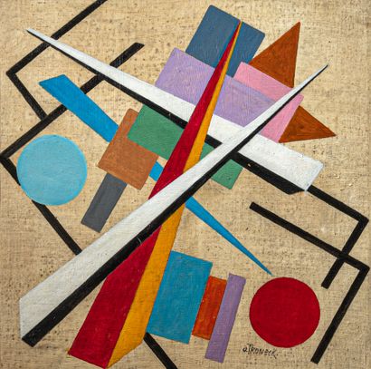 Oscar TRONECK (XXe)
Composition constructiviste
Huile...