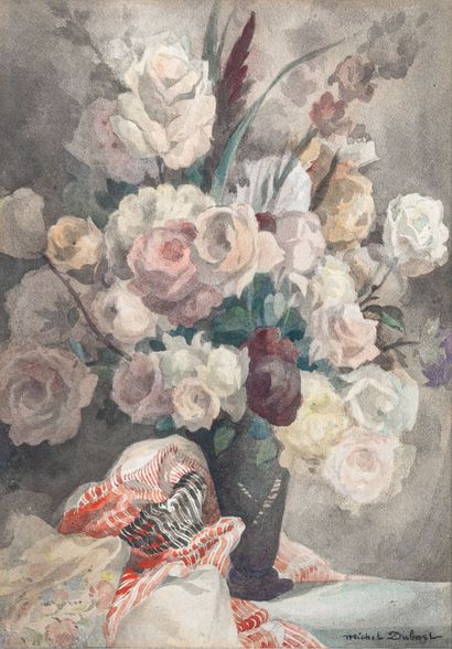 Michel DUBOST (1879-1952)
Bouquet de roses
Aquarelle,...