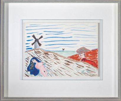 Raymond QUENEAU (1903-1976)
Paysage aux moulins
Aquarelle...