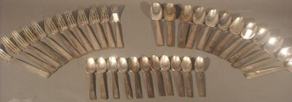 Partie de ménagère en métal argenté art deco,...