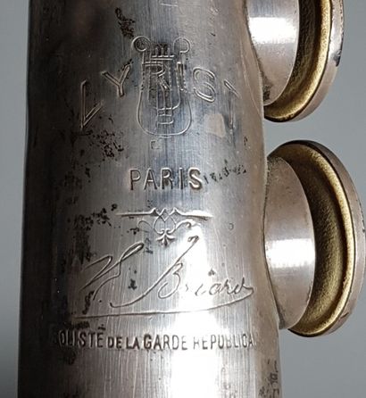 Silver-plated metal soprano saxophone with...