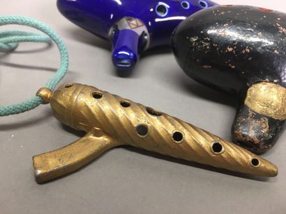 Two antique ocarinas (one in terracotta and...