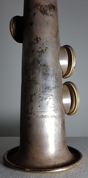 Silver-plated metal soprano saxophone with...
