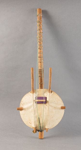 Modern Senegalese kora, wood, skin and leather....