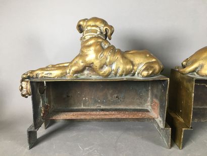 Paire de chenets en bronze doré à décor de...
