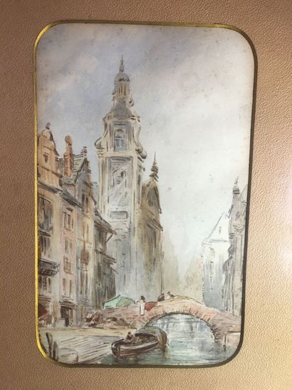 École hollandaise vers 1900
Vue de canaux
Deux...