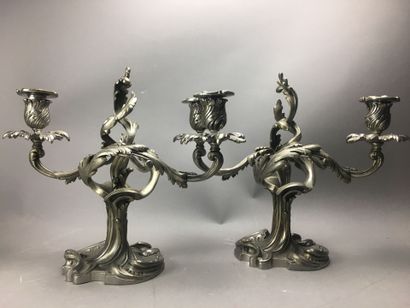 Paire de chandeliers bouts-de-table en bronze...