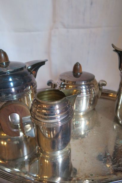 Service à thé et café en métal argenté comprenant...