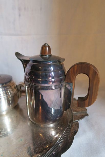 Service à thé et café en métal argenté comprenant...