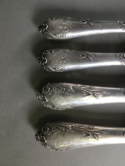 Lot de deux couverts en argent fourré monogrammé...