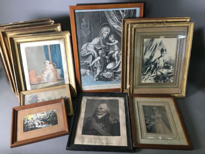 Lot d'environ dix-huit gravures encadrées...