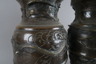 CHINE - Fin XIXe - XXe siècle 
Paire de vases...