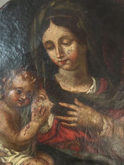 Vierge à l'Enfant
Huile sur toile de forme...