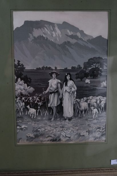 D'après Gérôme 
Couple de bergers en Arcadie
Tableau...
