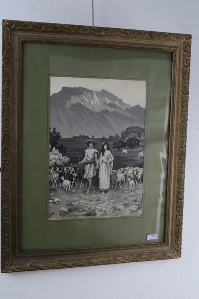 D'après Gérôme 
Couple de bergers en Arcadie
Tableau...
