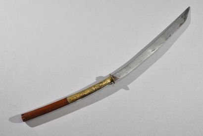 CHINA 
Curved sword 
Wooden and brass handle,...